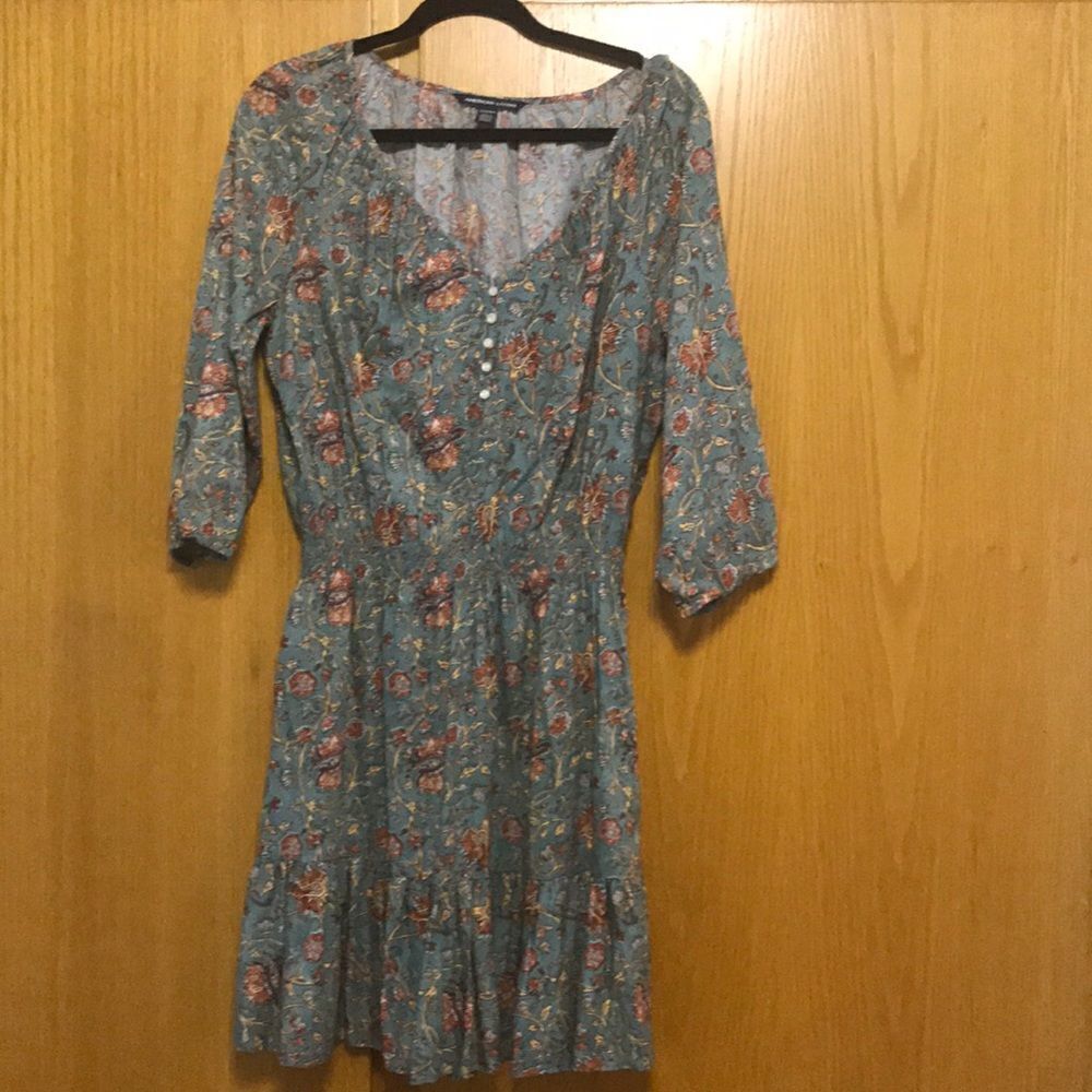 American Living sage floral boho style midi, XS